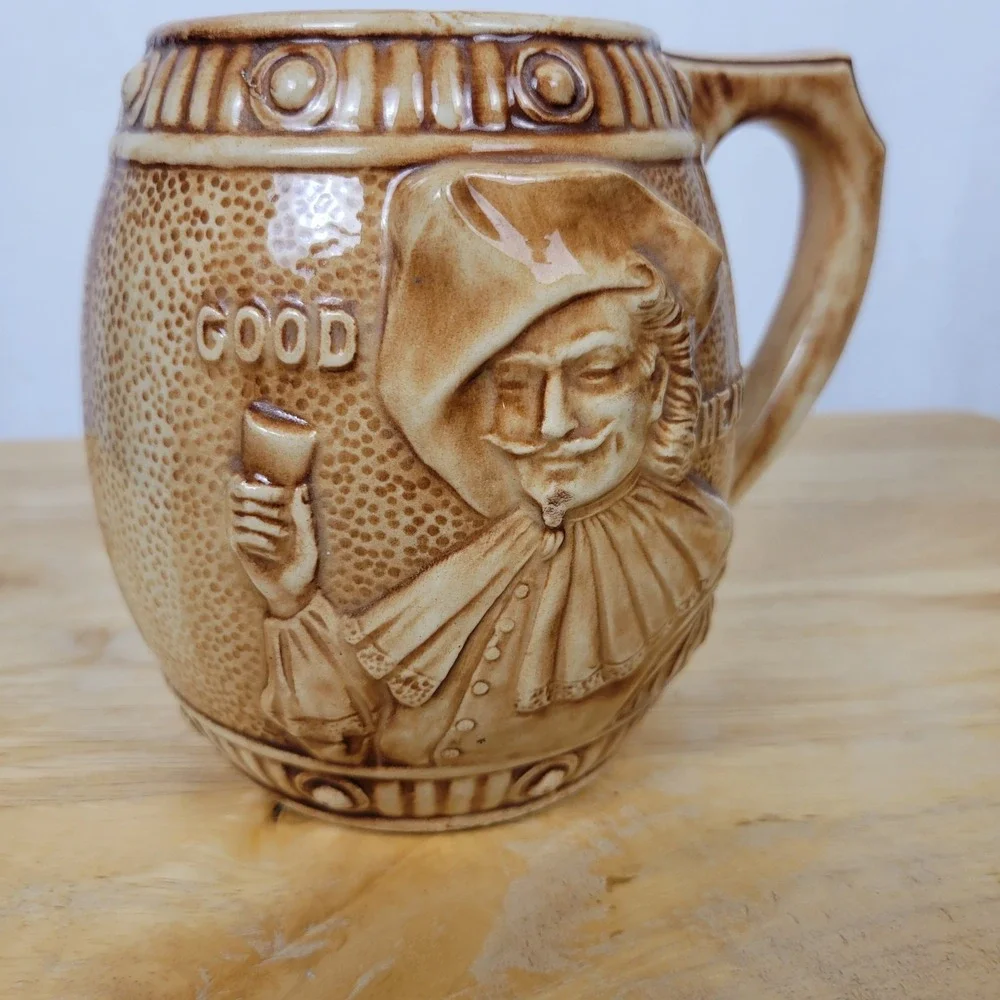 Vintage Ceramic Relief Beer Stein Mug 